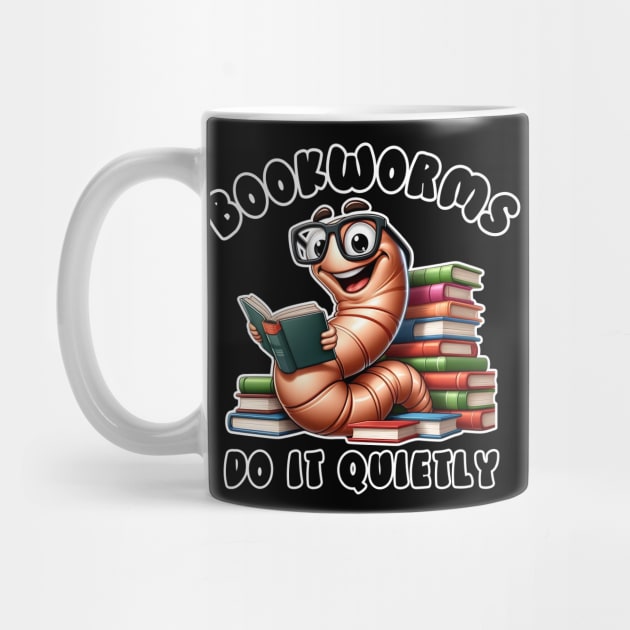 Bookworms Do it Quietly Funny Book Pun for Readers and Book Lovers by Shirts by Jamie